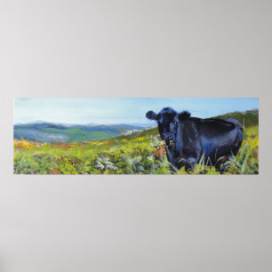 Póster Pintura de paisajes de vacas "interrumpida por el 