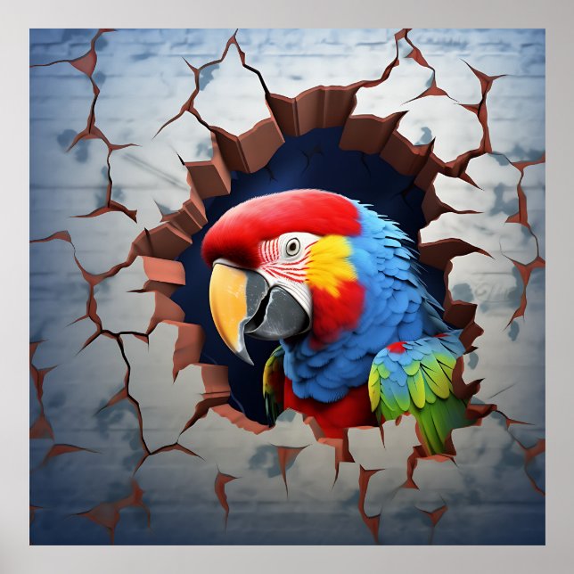 Póster Pintura de pájaro de loro que sale de la imagen de (Frente)