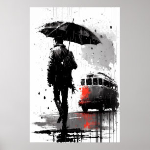 Póster Pintura de parada de autobús de ensueño