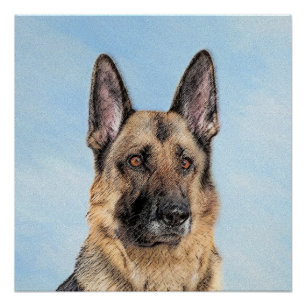 Póster Pintura de pastor alemán - Arte de perro original