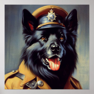 Póster Pintura de pastor negro alemán