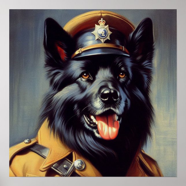 Póster Pintura de pastor negro alemán (Frente)