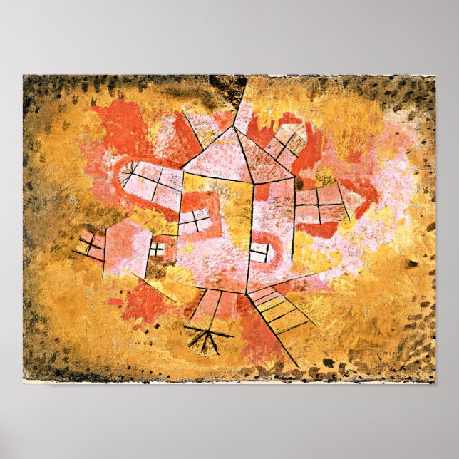 Póster Pintura de Paul Klee, casa giratoria, (Frente)