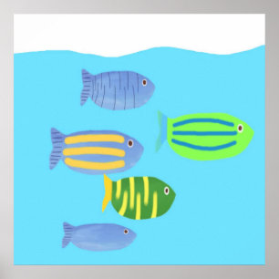 Póster pintura de peces