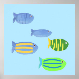 Póster pintura de peces hermosos