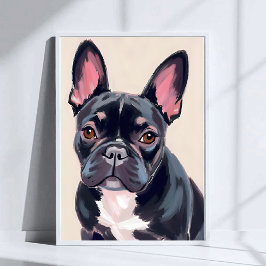 Póster Pintura de perro Bulldog Francés