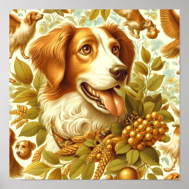 Póster Pintura de perro de Bretaña vintage (Frente)