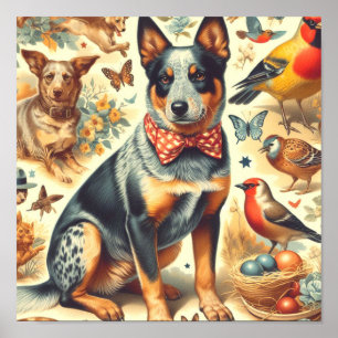 Póster Pintura de perro de ganado antiguo de Australia