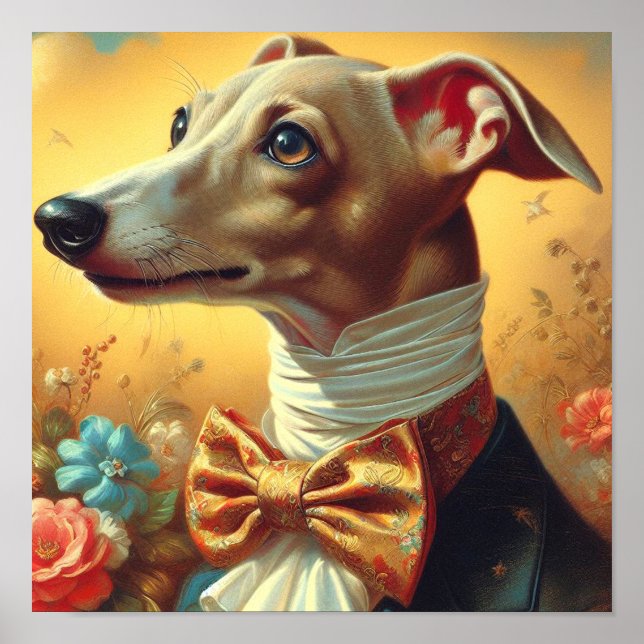 Póster Pintura de perro de Greyhound de Italia (Frente)