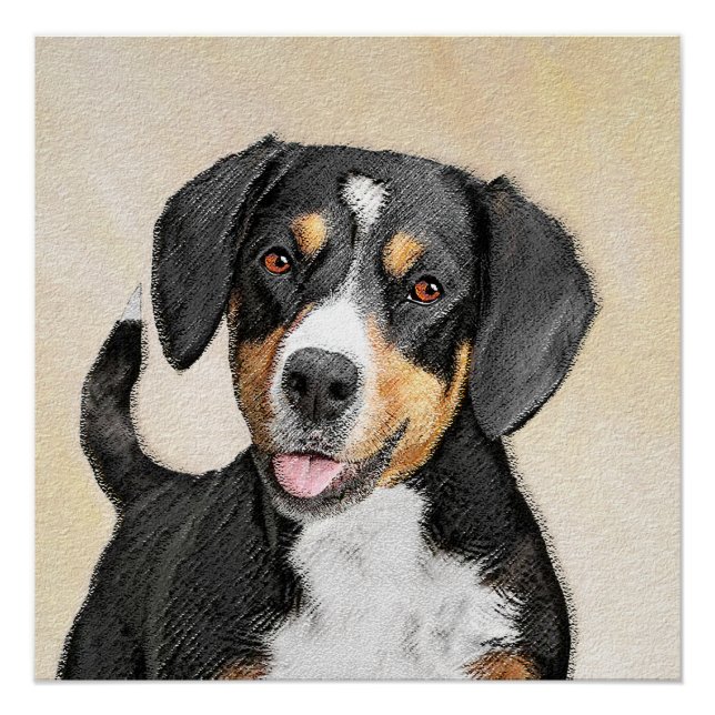 Póster Pintura de perro de la montaña Entlebucher - Arte  (Anverso)