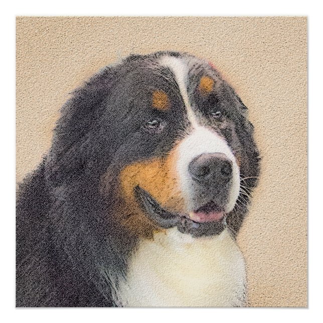 Póster Pintura de perro de montaña de Bernese - Arte de p (Anverso)