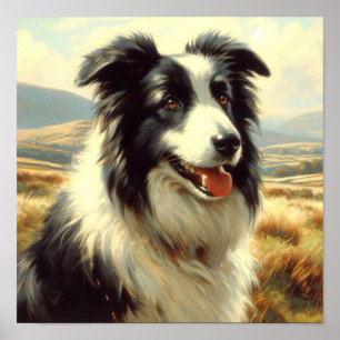 Póster Pintura de perro pastor galés vintage