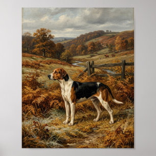 Póster Pintura de perro sabueso inglés I