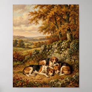 Póster Pintura de perro sabueso inglés II