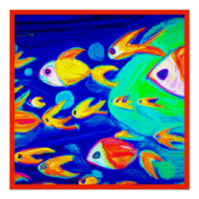 Póster Pintura De Pescados Coloridos Y Luminosos. ¡Hazte  (Anverso)