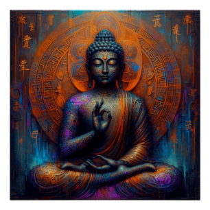 PÓSTER PINTURA DE PETRÓLEO BUDA #19