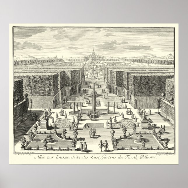 Póster Pintura de petróleo de fuentes en el Jardín de Ver (Frente)