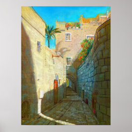 Póster Pintura de petróleo de viaje en la ciudad antigua 