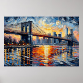 Póster Pintura de petróleo del puente de Brooklyn