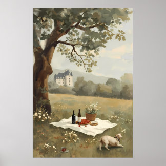 Póster Pintura de picnic Chateaucore en el campo francés