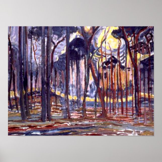 Póster Pintura de Piet Mondrian, Bosque (Frente)