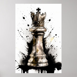 Póster Pintura de piezas de ajedrez de rey