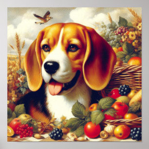 Póster Pintura de pimienta beagle de época