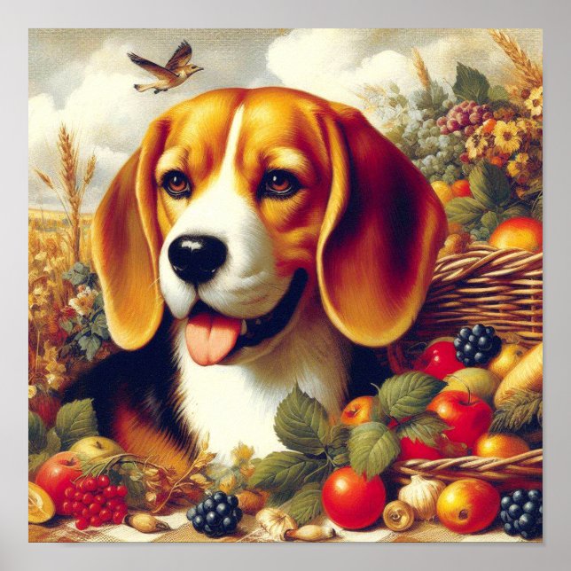 Póster Pintura de pimienta beagle de época (Frente)