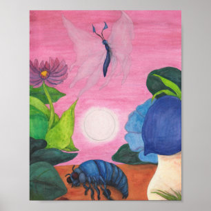 Póster Pintura de pintura de transformación de mariposa d