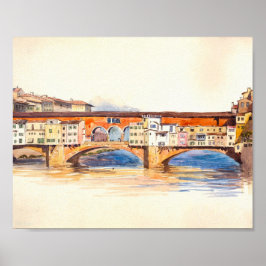 Póster Pintura de Ponte Vecchio, paisaje de la ciudad vin