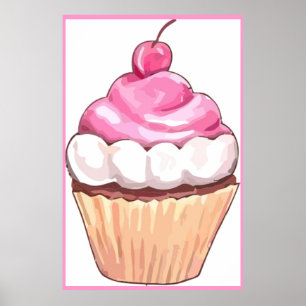 Póster Pintura de Poster de pasteles rosados - Cocina de 