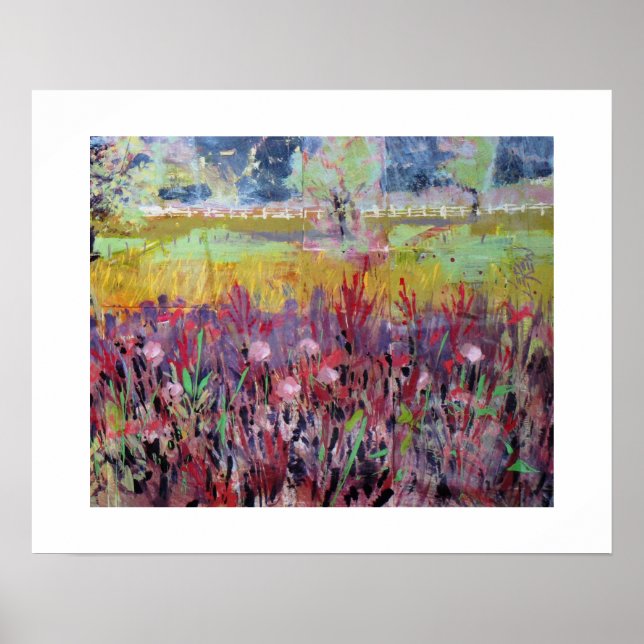 Póster Pintura de pradera de algodoncillo / Artista Larry (Frente)