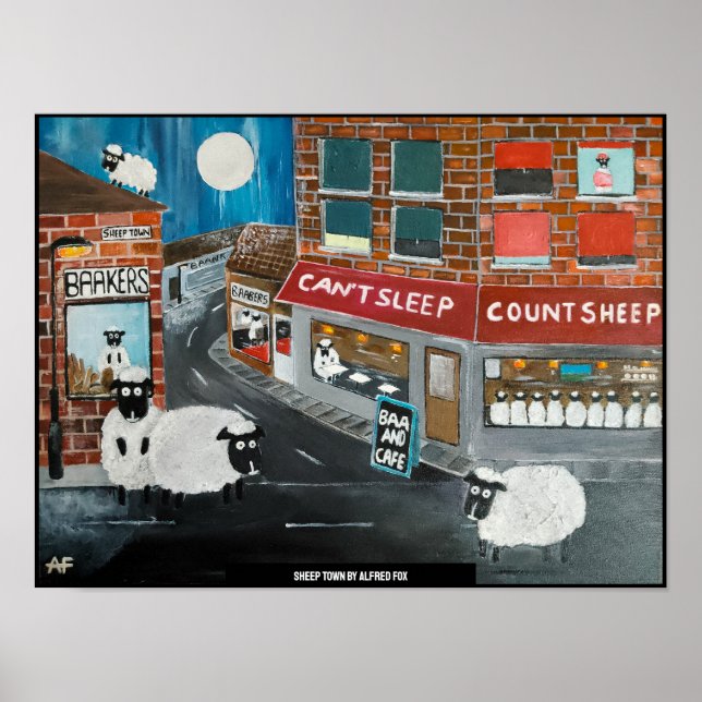 Póster Pintura de pueblo ovino por Alfred Fox (Frente)