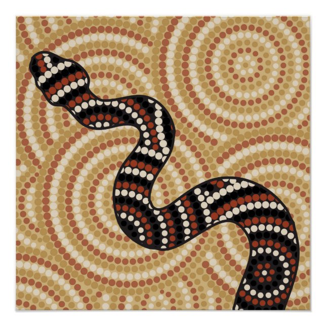 Póster Pintura de punto de serpiente aborigen (Anverso)