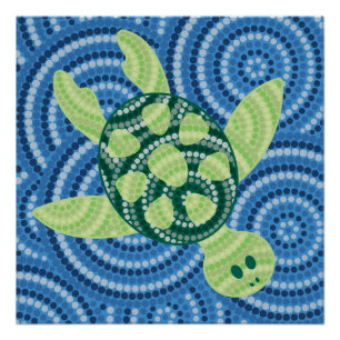 Póster Pintura de punto de tortuga aborigen