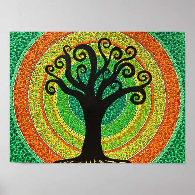Póster Pintura de puntos Bild "Lebensbaum" (Frente)