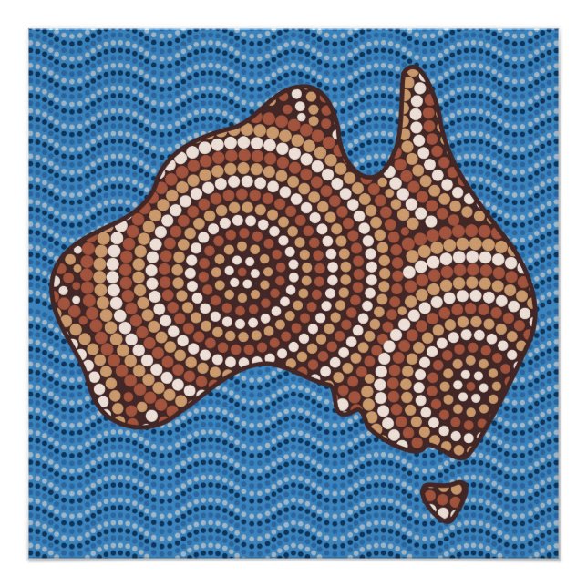 Póster Pintura de puntos de Australia aborigen (Anverso)