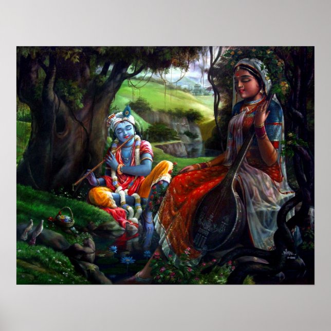 Póster Pintura de Radha Krishna (mitología india) (Frente)