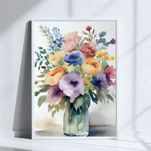 Póster Pintura de ramo floral en acuarela
