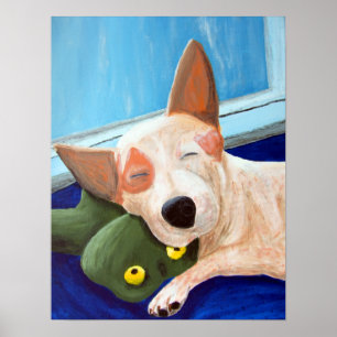 Póster Pintura de Rana de Cuddling de Heeler Rojo