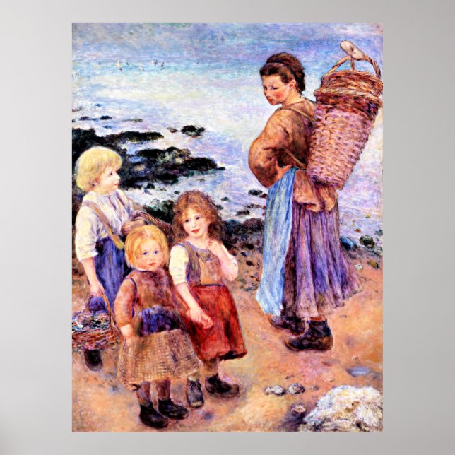 Póster Pintura de Renoir, pescadores de mejillones en Ber (Frente)