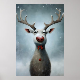 Póster Pintura de renos de Navidad, pared de invierno rús