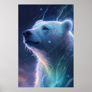 Póster Pintura de retrato animal de oso polar sin vida si