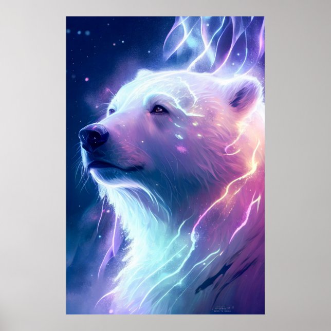 Póster Pintura de retrato animal de oso polar sin vida si (Frente)