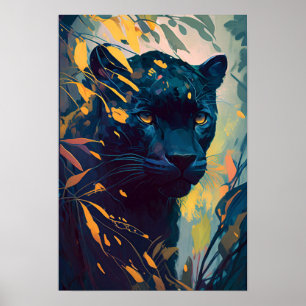 Póster Pintura de retrato animal de pantera vida salvaje
