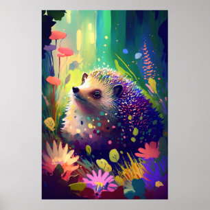 Póster Pintura de retrato animal Hedgehog Vida silvestre 