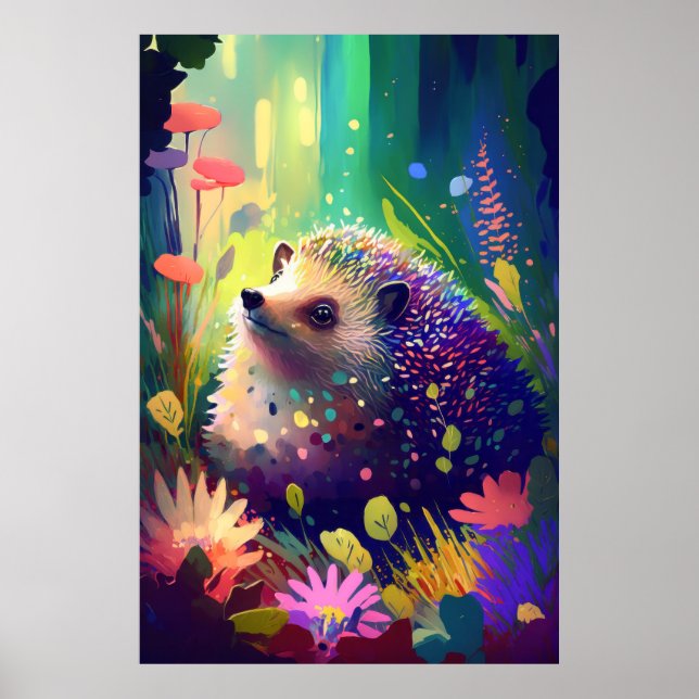 Póster Pintura de retrato animal Hedgehog Vida silvestre  (Frente)