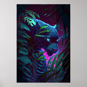 Póster Pintura de retrato de animales leopardos al aire l