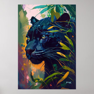 Póster Pintura de retrato de animales leopardos al aire l
