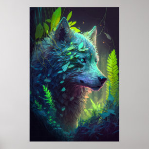 Póster Pintura de retrato de animales lobo Vida salvaje a